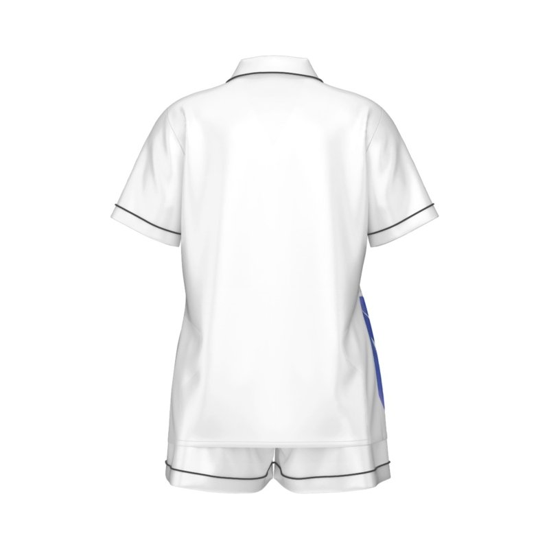 All-Over Print Women's Imitation Silk Pajama Set With Short Sleeve - Image 4